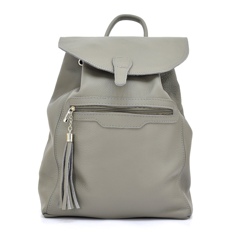 Plecak duży skórzany damski Vera Pelle z frędzelem