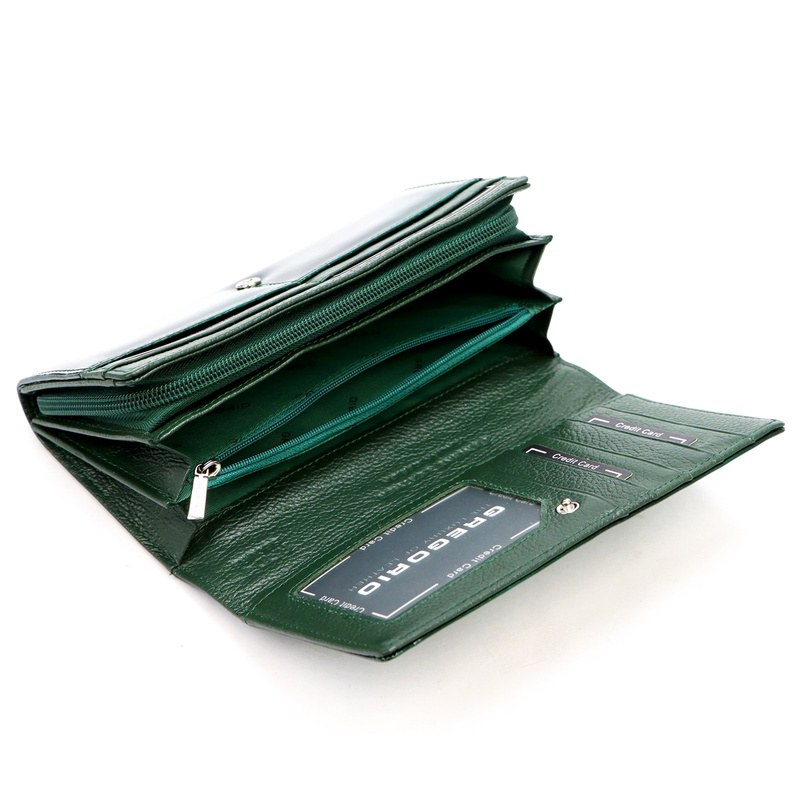 Gregorio damski portfel skóra naturalna podłużna klasyczna portmonetka