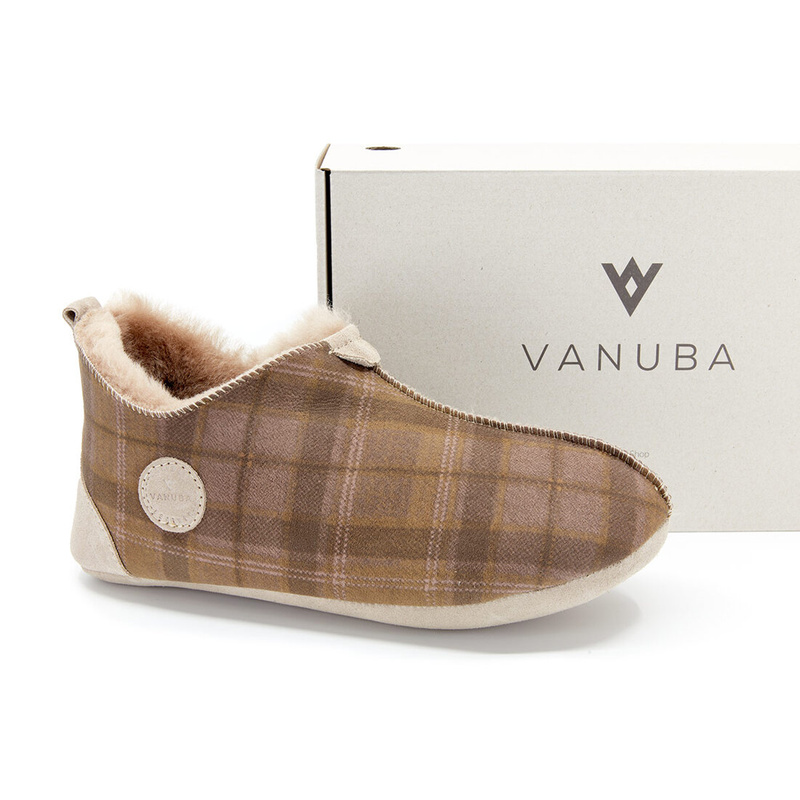 Kapcie męskie OXFORD Tartan beżowe
