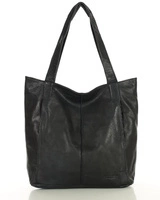 Miękka torba typu shopper skórzana na ramię - MARCO MAZZINI - czarny