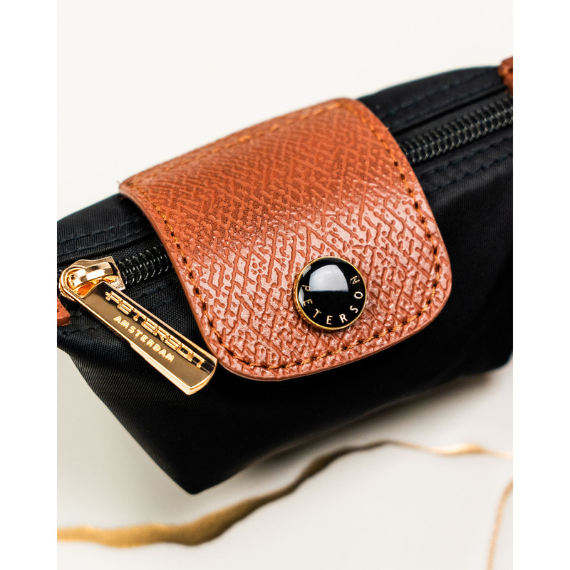 Czarne etui na klucze z poliestru i skóry ekologicznej zamykane na zatrzask i suwak - Peterson