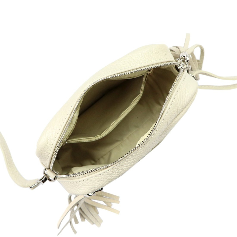 Damska listonoszka torebka Skórzana z brelokiem frędzlem i kieszeniami Luka