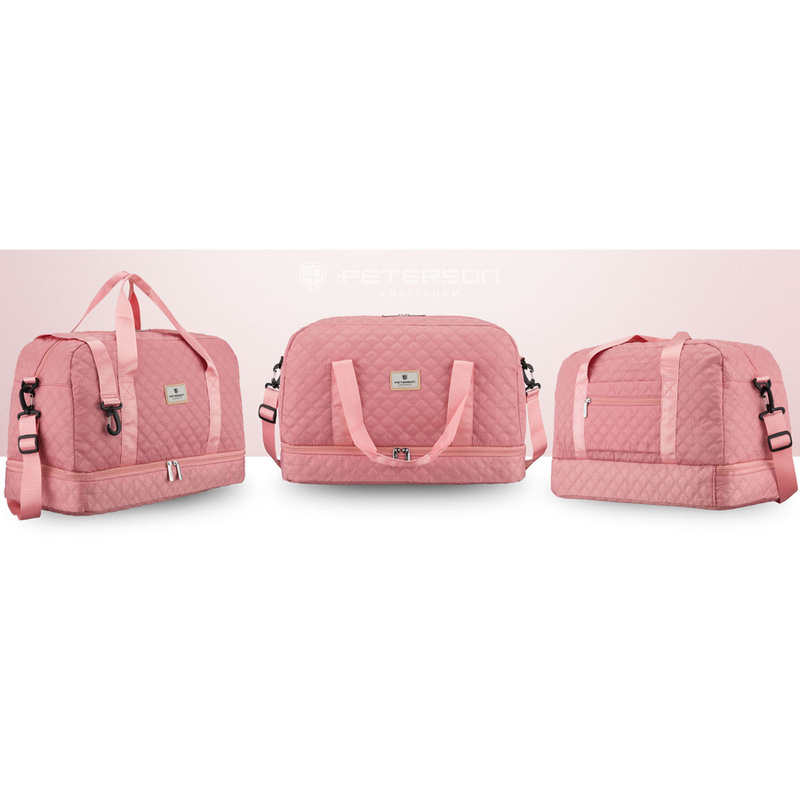 Różowa, treningowa torba wykonana z poliestru, dwukomorowa - Peterson