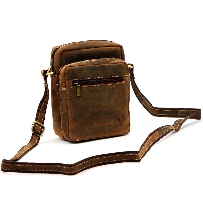 Nordee męska saszetka skóra naturalna torba miejska na ramię z kieszeniami
