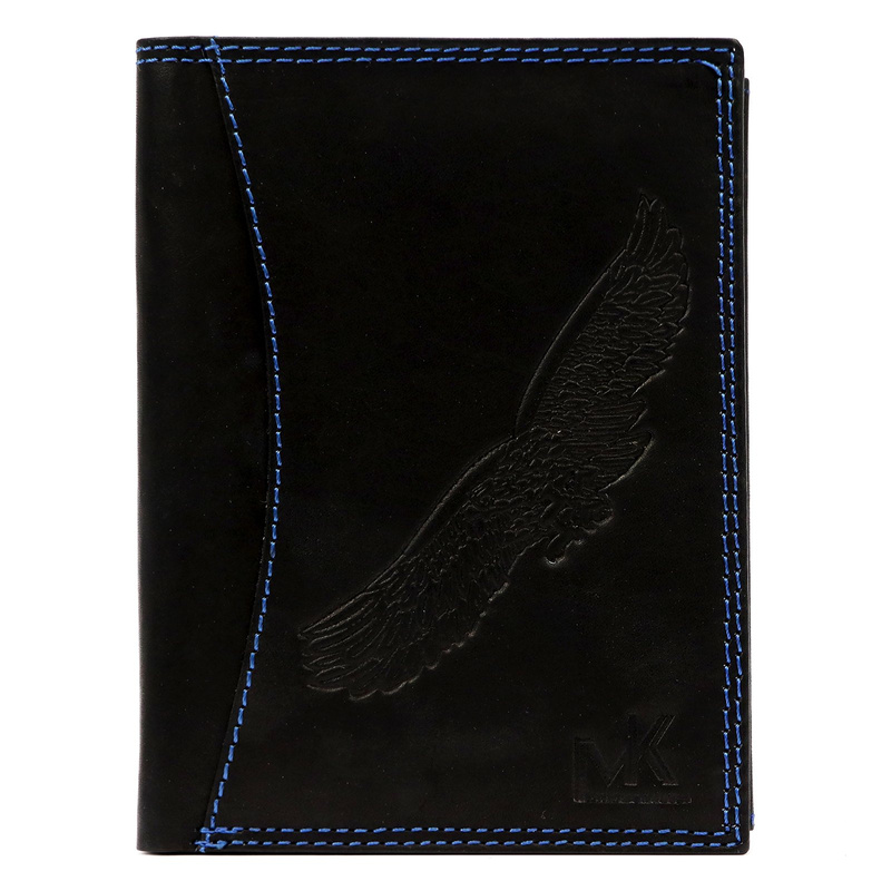 Money Kepper portfel skóra naturalna męski rozbudowany duży wzór z ptakiem