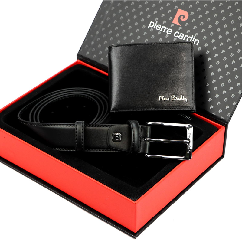 Męski zestaw prezentowy portfel i elegancki pasek do spodni Pierre Cardin