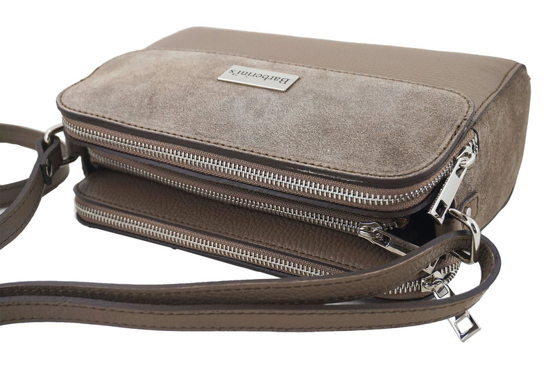 Torebka skórzana crossbody zamszowa - Granatowa