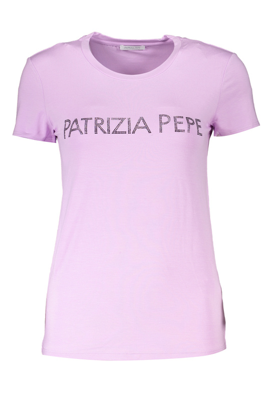T-SHIRT DAMSKI Z KR�TKIM R�KAWEM PATRIZIA PEPE FIOLETOWY