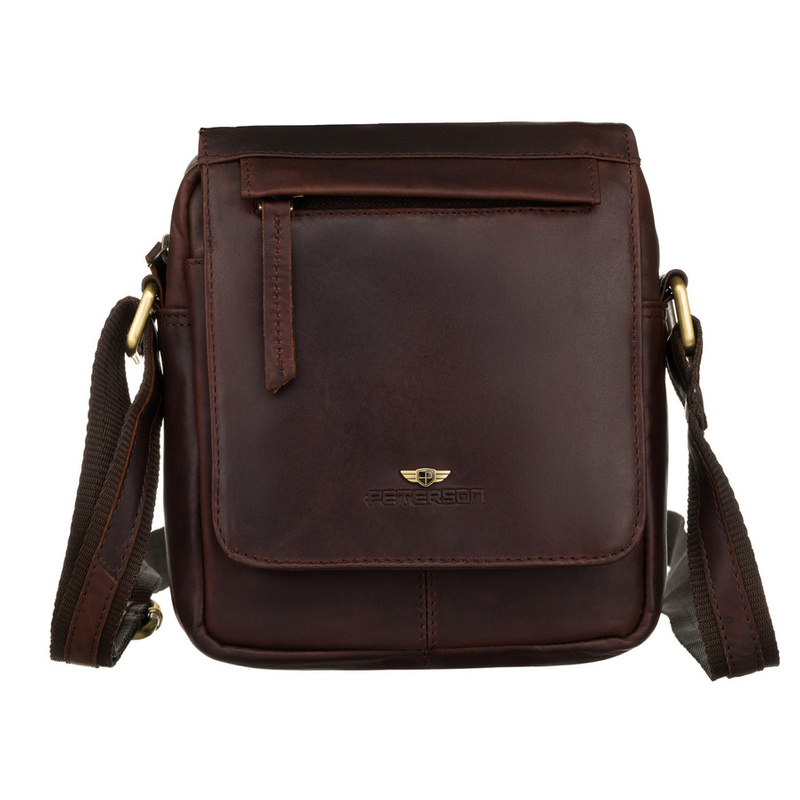 Listonoszka męska ze skóry naturalnej w brązowym kolorze - Peterson