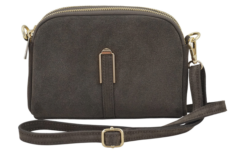 Mała torebka zamszowa wieczorowa - Beżowa ciemna