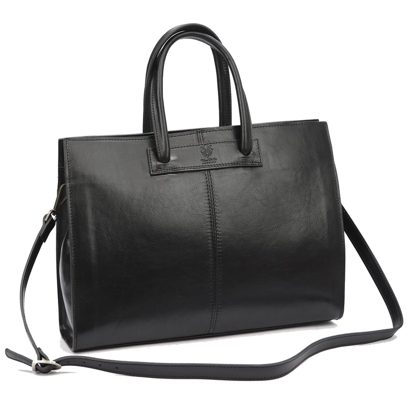 Florence Duża Damska skórzana torebka na dokumenty do pracy z paskiem