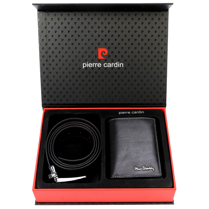 Portfel pasek męski zestaw skórzany Pierre Cardin