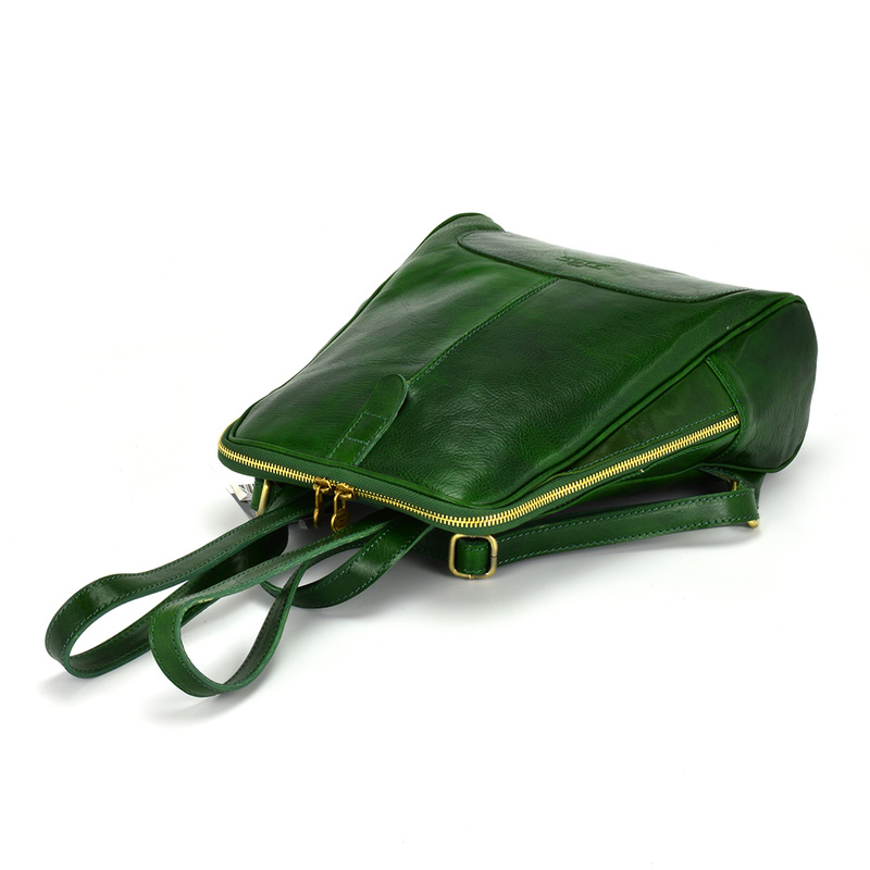 Florence Miejski Damski plecak skóra naturalna z kieszeniami na suwak