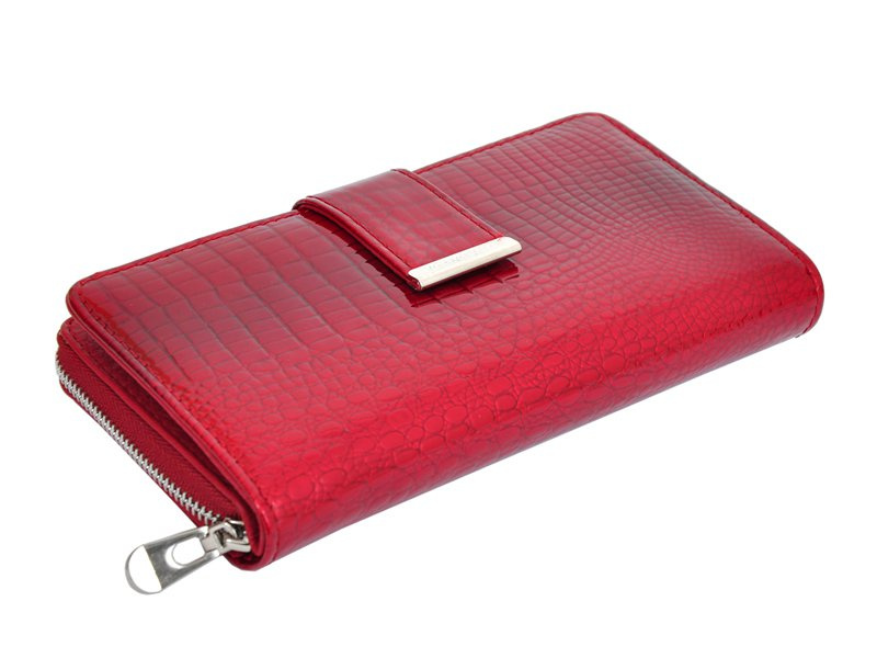 Stylowa Lakierowana duża damska skórzana portmonetka marki Jennifer Jones