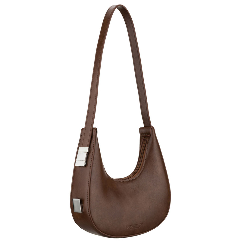 Brązowa listonoszka-bagietka damska ze skóry ekologicznej - Peterson
