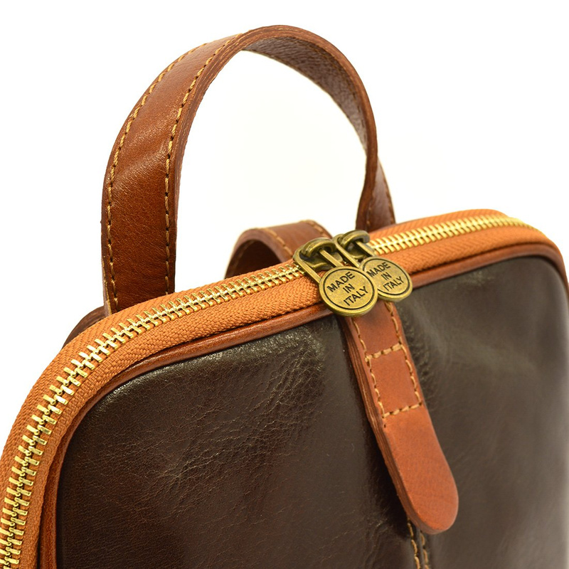 Florence Miejski Damski plecak skóra naturalna z kieszeniami na suwak