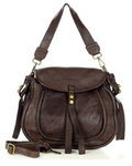 Marco Mazzini Torebka classic saddle bag ze skóry naturalnej na ramie ciemny brąz caffe