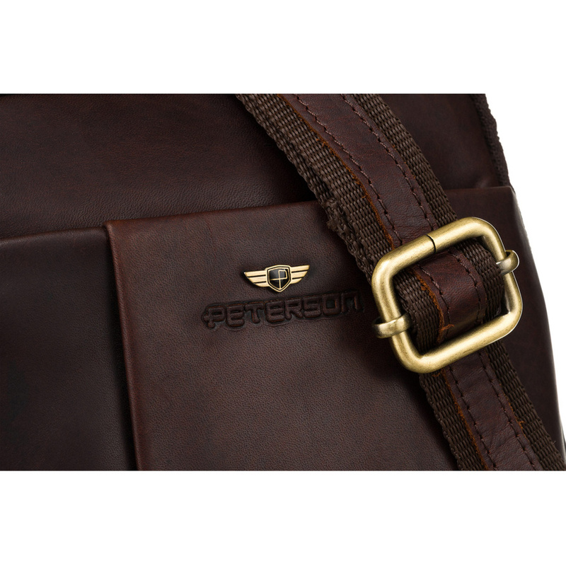 Skórzana torba męska crossbody w brązowym kolorze - Peterson