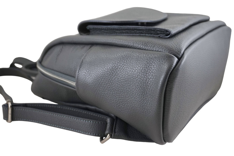 Damski plecak miejski skórzany - Szary ciemny