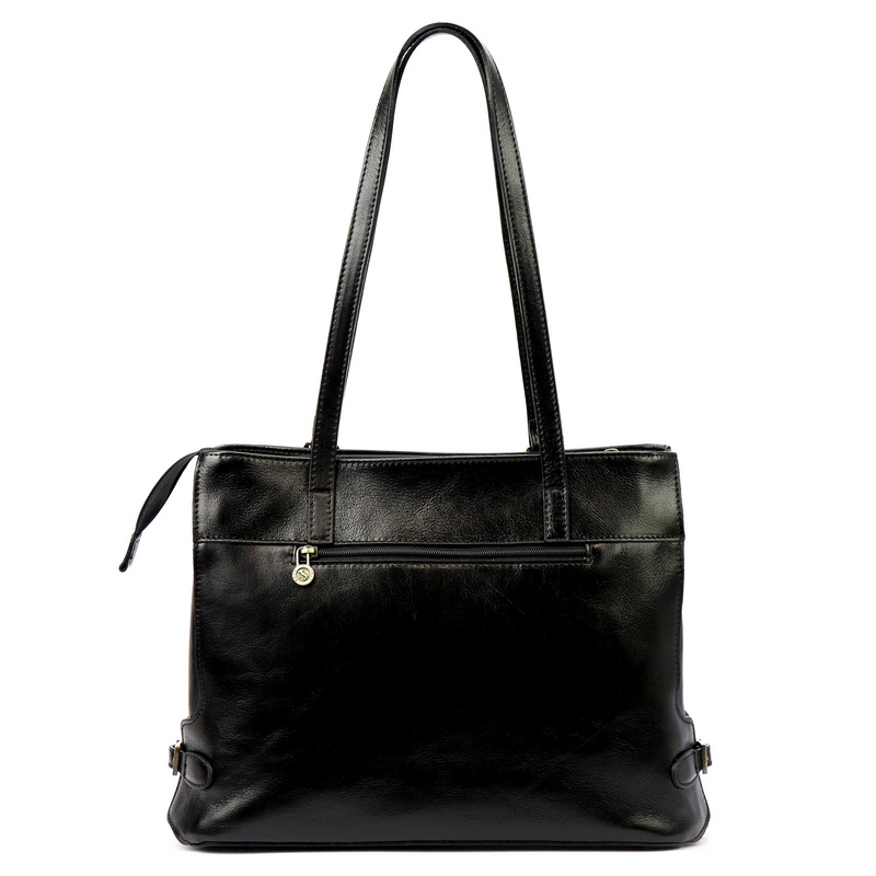 Skórzana elegancka shopperbag pojemna na ramię z kieszeniami Florence