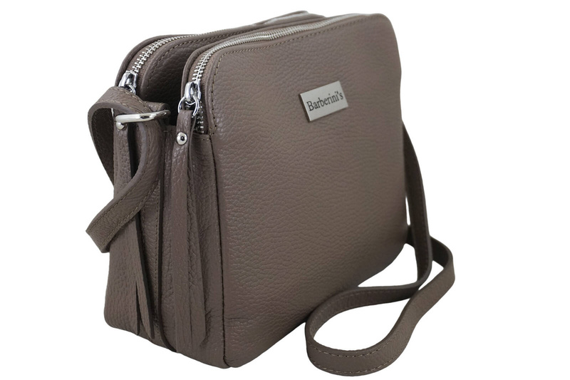 Torebka skórzana damska włoska - Beżowa ciemna