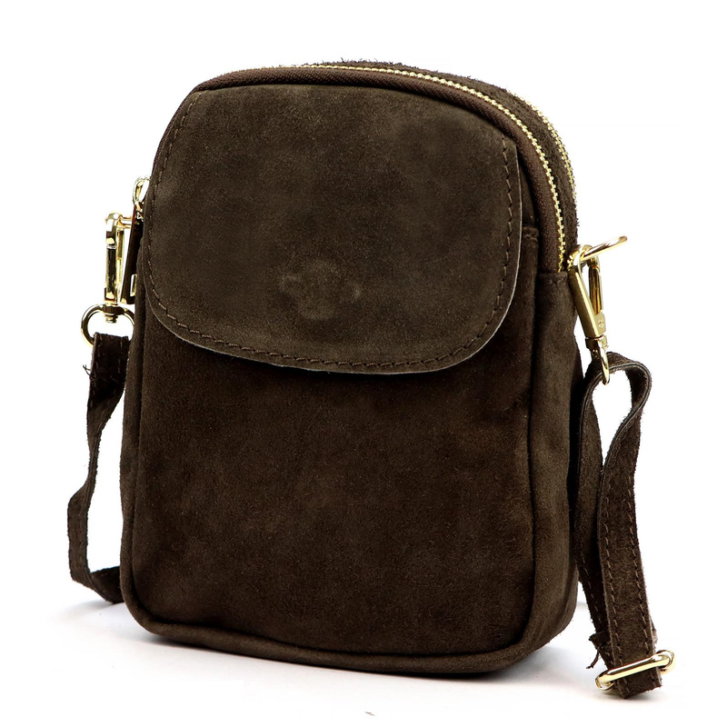 Luka Mała damska dwukomorowa listonoszka skórzana zamszowa przez ramię