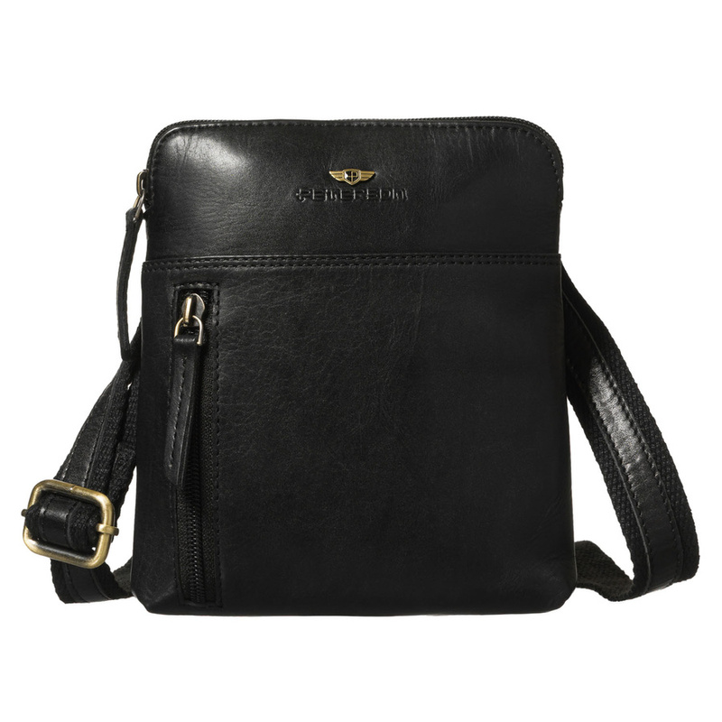 Listonoszka męska ze skóry naturalnej w czarnym kolorze, jednokomorowa i zamykana suwakiem - Peterson