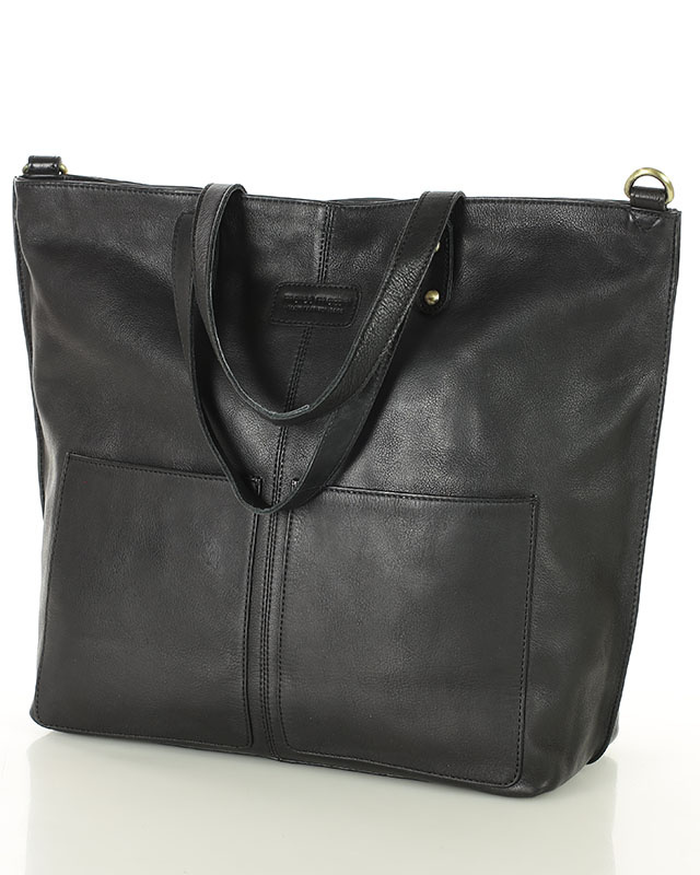 Torebka skórzana czarna duża typu shopper  - MARCO MAZZINI