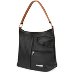 Czarno-camelowa Torebka Skórzana listonoszka damska duża klasyczna H08