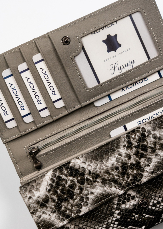 Podłużna portmonetka Stylowy damski portfel ze wzorem skóry węża Cavaldi