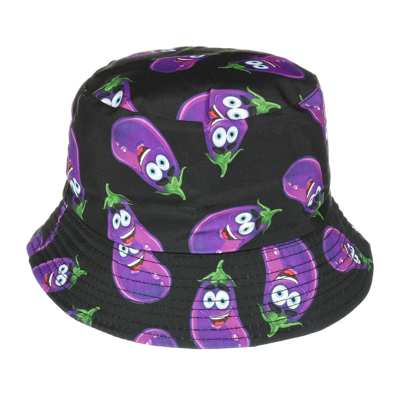 Kapelusz dwustronny bucket hat czapka czarny bakłażan kap-m-33