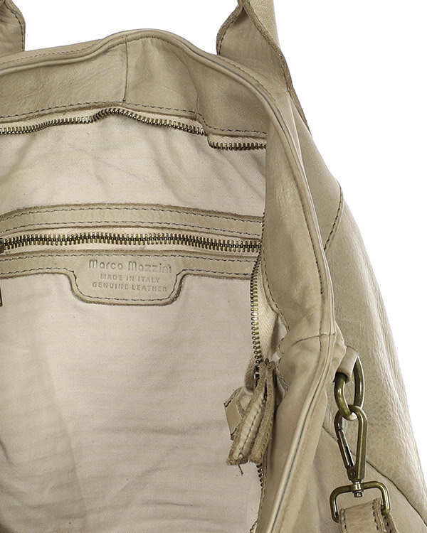 Torebka skórzana shopper bag - MARCO MAZZINI beż taupe