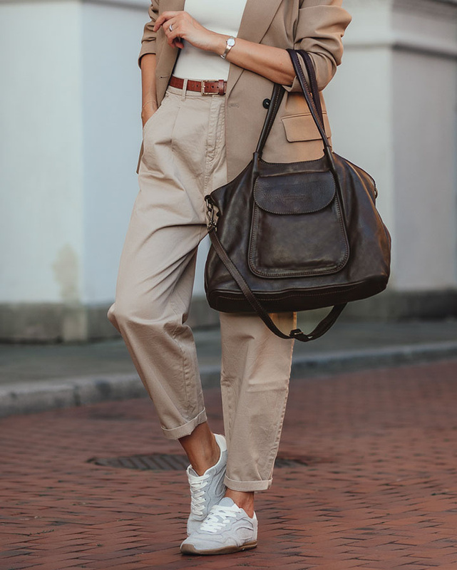 MARCO MAZZINI Torebka skórzana shopper bag ispirato dalla natura brąz