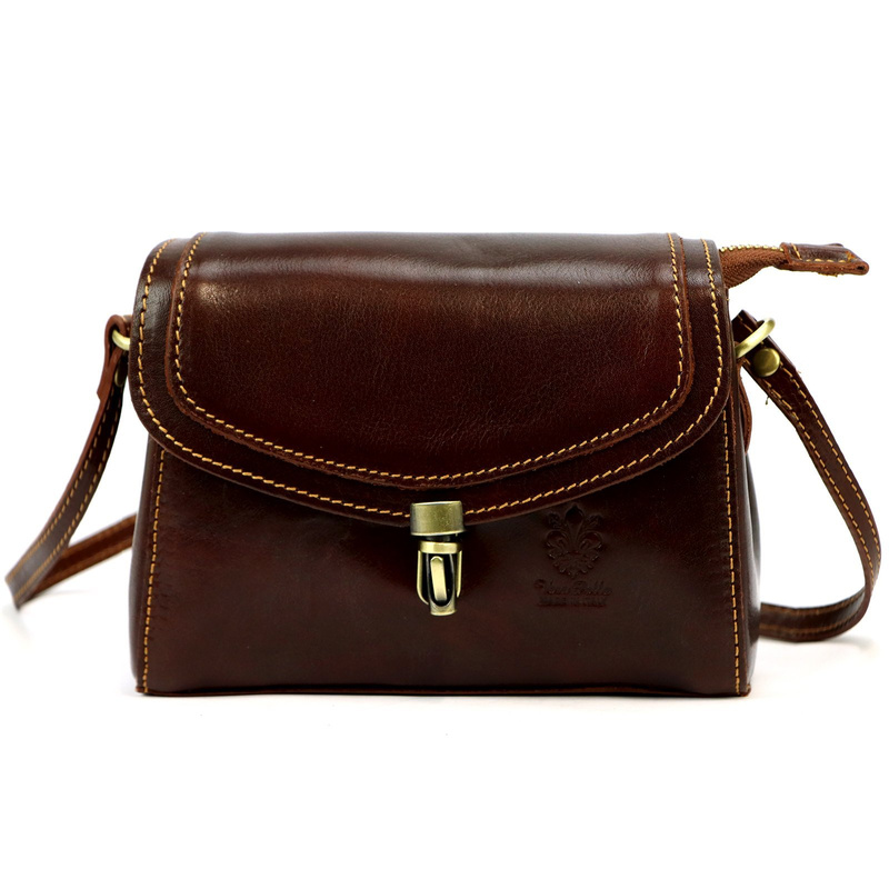 Florence Torebka Skórzana Damska Listonoszka Mała Organizer 2 Komory