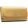 Duży portfel damski ze skóry ekologicznej w złotym kolorze, zamykany zatrzaskiem - 4U Cavaldi