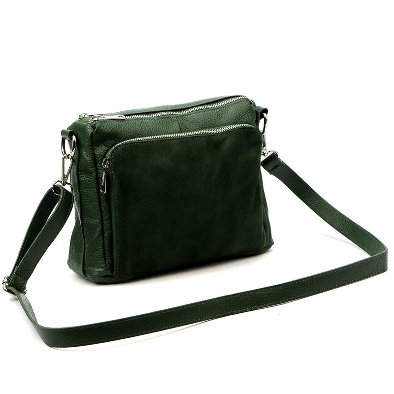 Luka damska listonoszka na ramię skóra naturalna dwie komory trzy kieszenie