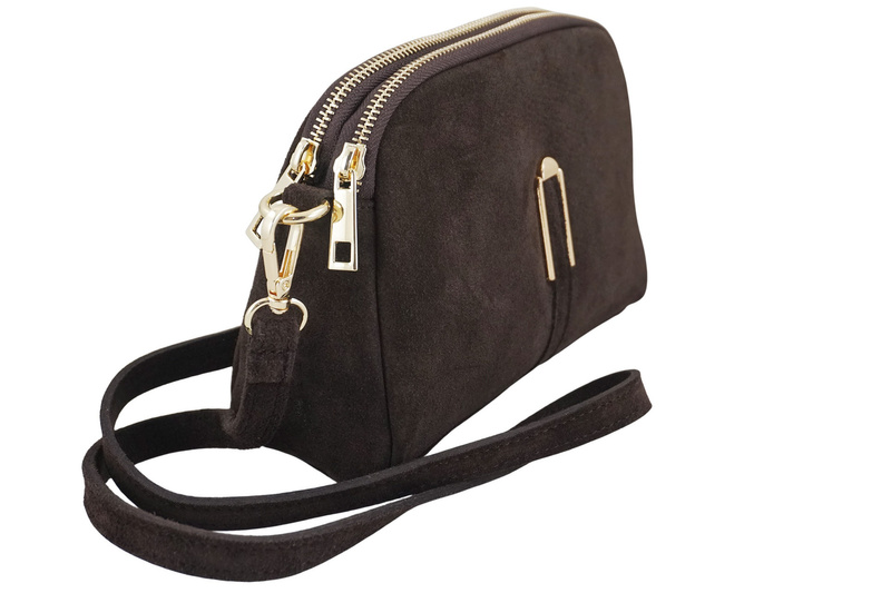 Mała torebka zamszowa wieczorowa - Brązowa ciemna