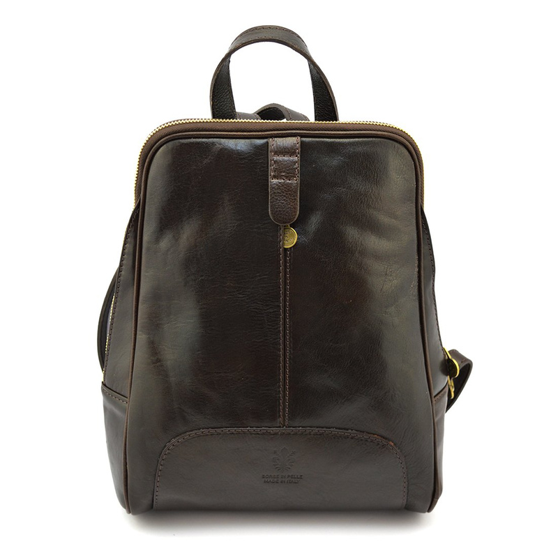 Florence Miejski Damski plecak skóra naturalna z kieszeniami na suwak