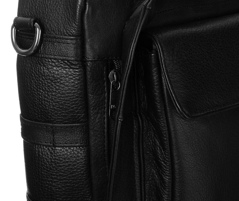 Elegancka skórzana torba na laptopa ze schowkami