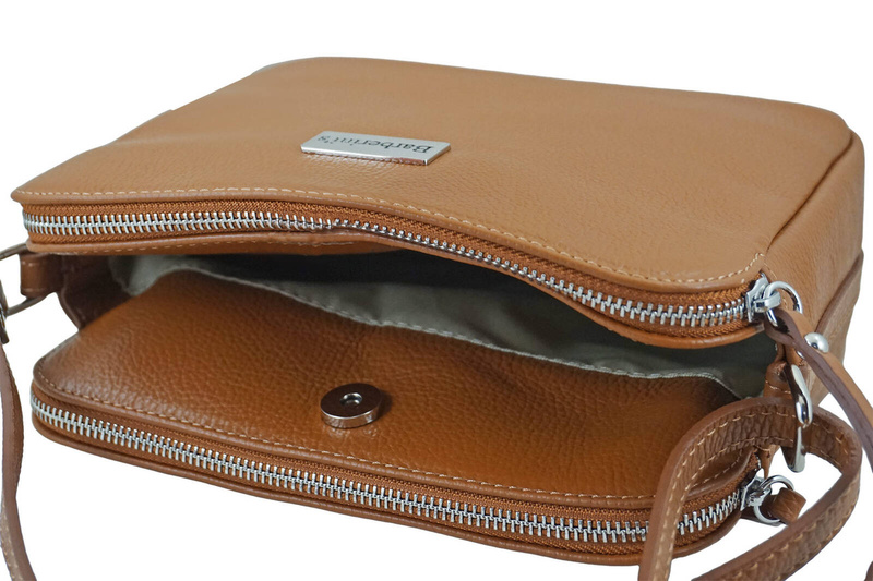 Torebka skórzana damska włoska - Brązowa jasna