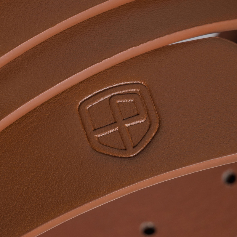 Wąski pasek damski ze skóry ekologicznej w jasnobrązowym kolorze - Peterson