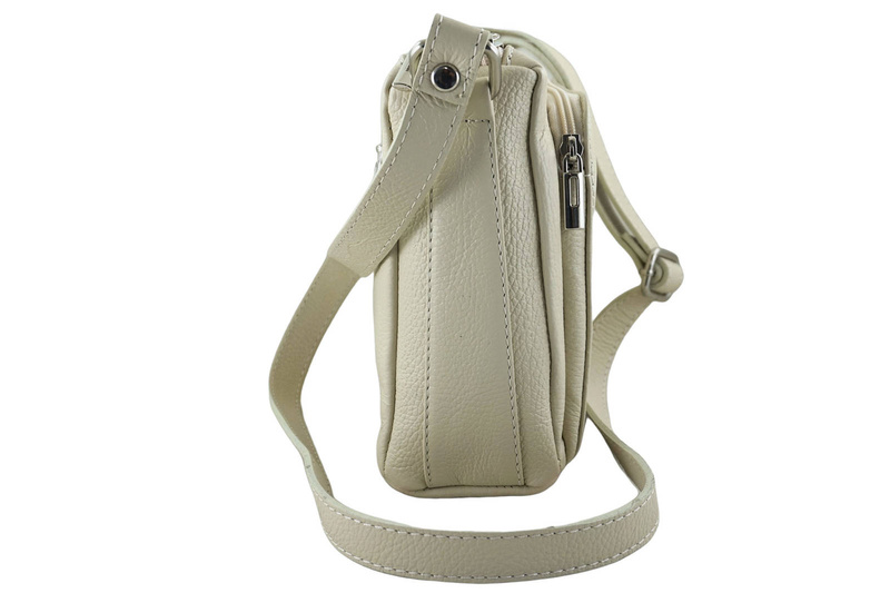 Listonoszka skórzana z kieszeniami - Beżowa jasna