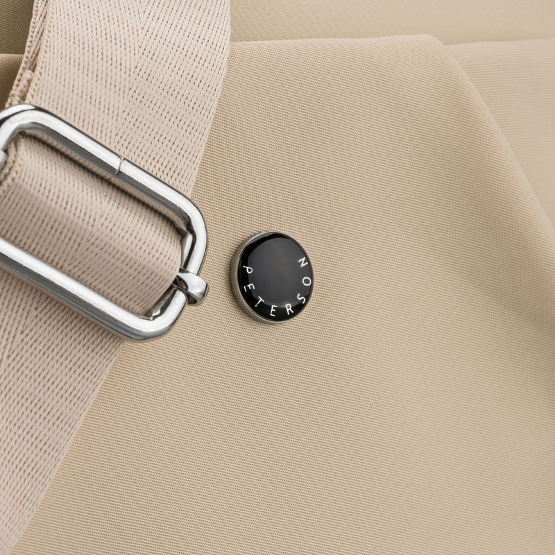 Listonoszka damska z poliestru w kolorze ecru, dwukomorowa z zewnętrzną kieszonką - Peterson