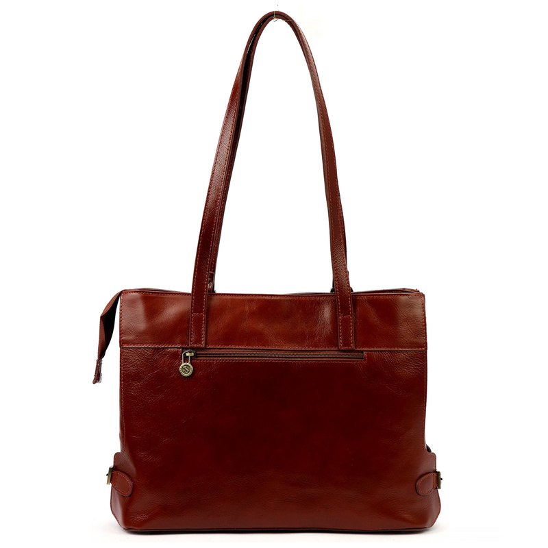 Skórzana elegancka shopperbag pojemna na ramię z kieszeniami Florence