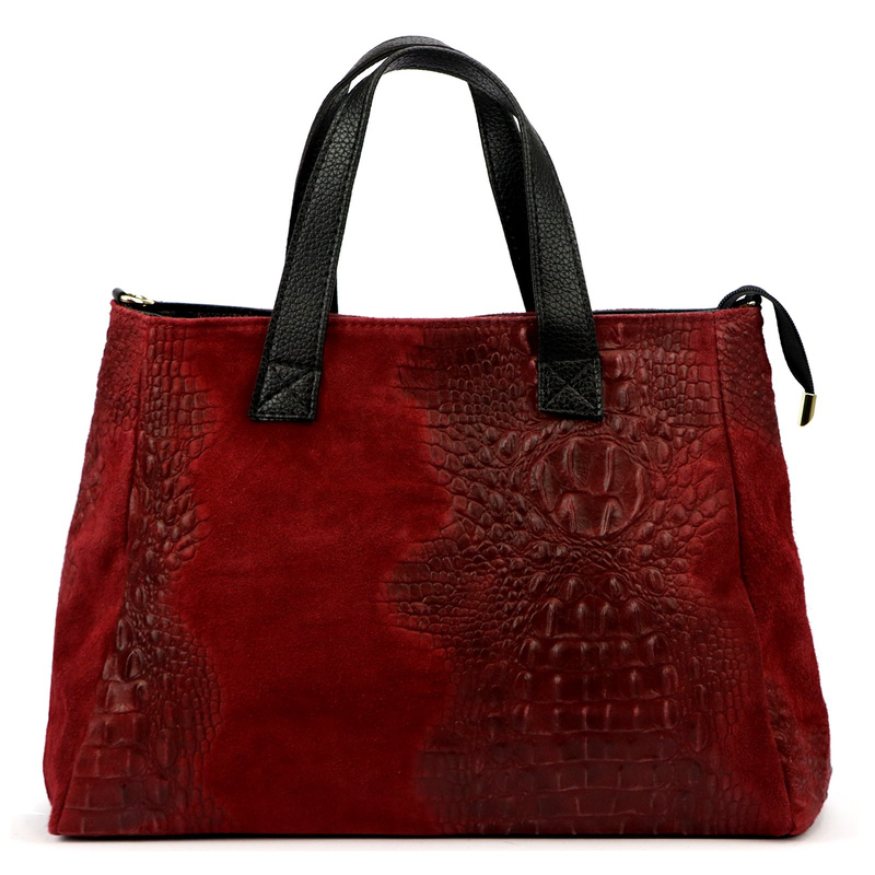 Luka duży damski kuferek skóra naturalna torebka z paskiem i kieszenią