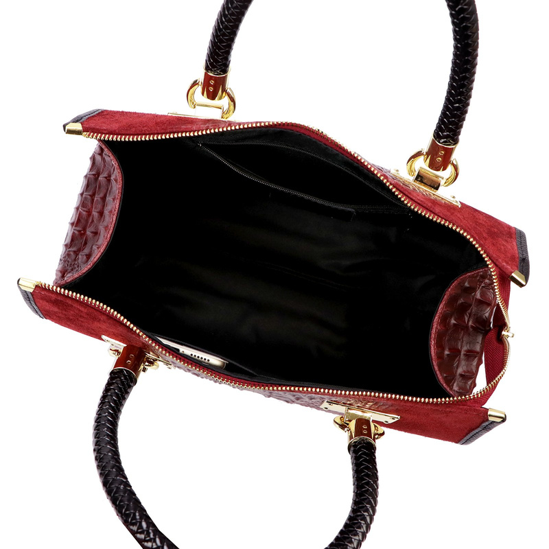 Vera Pelle Damski kuferek wzór skóra krokodyla torebka skórzana do ręki