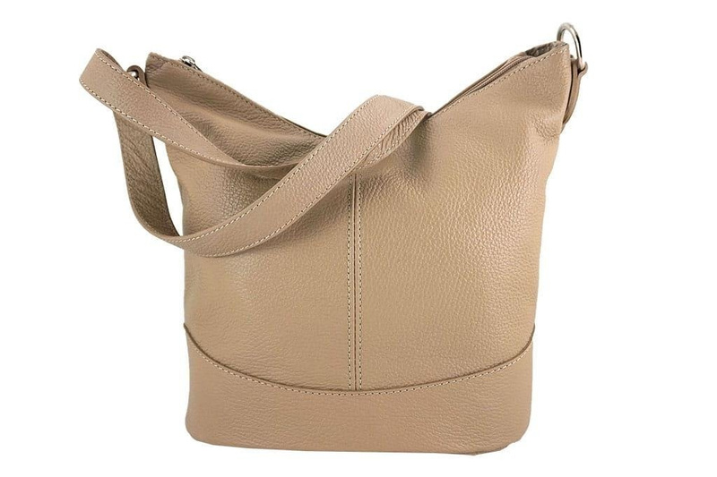 Modna torebka włoska skórzana - Szara ciemna