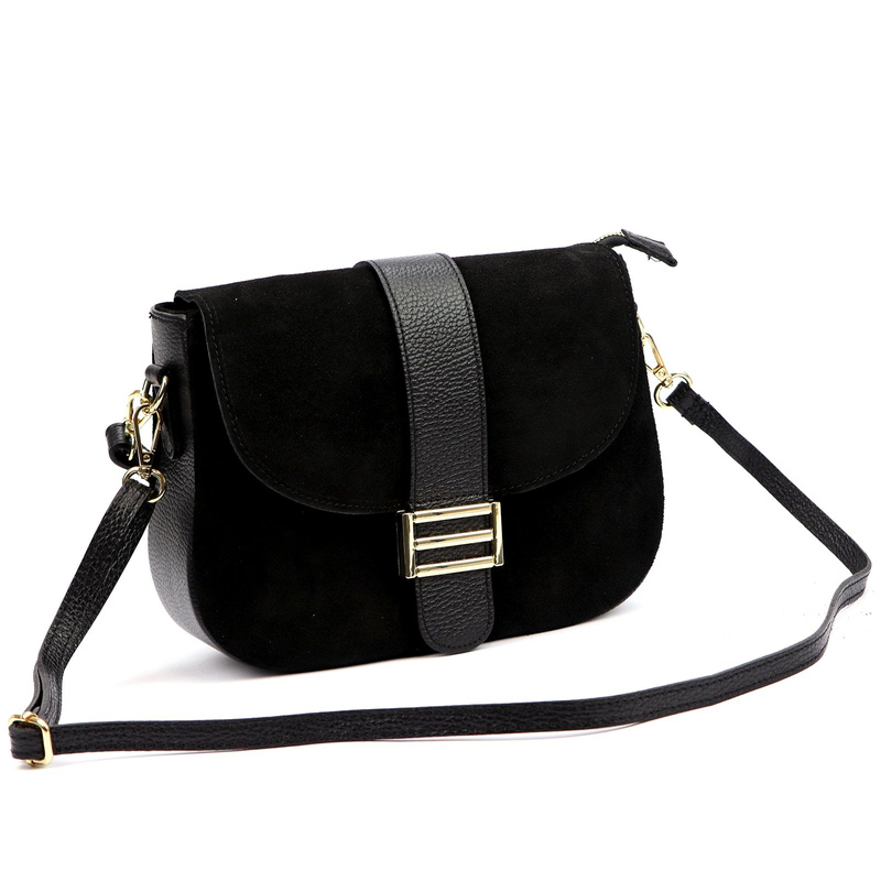 Vera Pelle Damska skórzana listonoszka torebka przez ramię z kieszenią