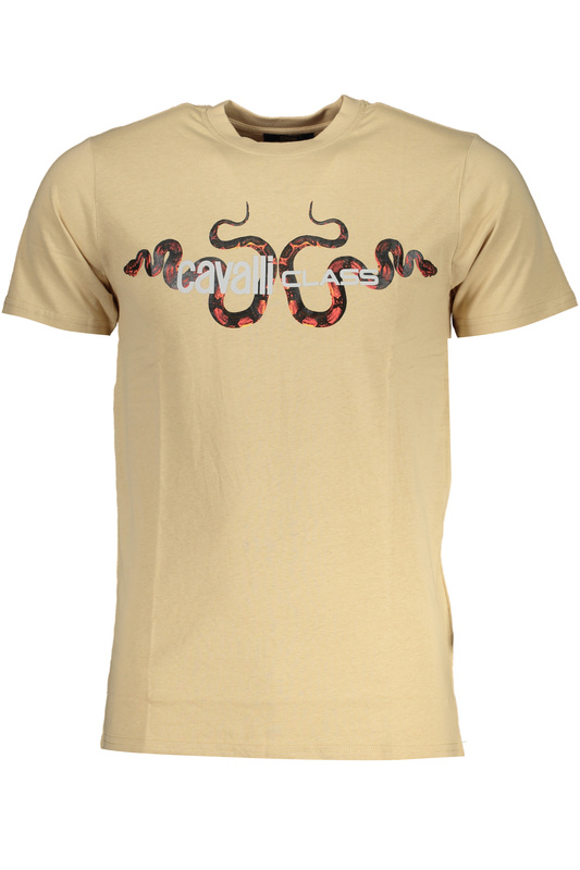 T-SHIRT MĘSKI Z KRÓTKIM RĘKAWEM KLASY CAVALLI BEŻOWY