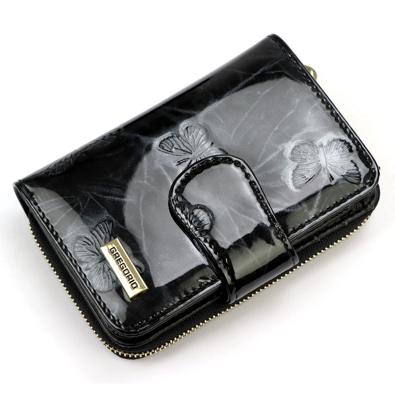 Gregorio portfel damski skóra naturalna lakierowana pionowa portmonetka